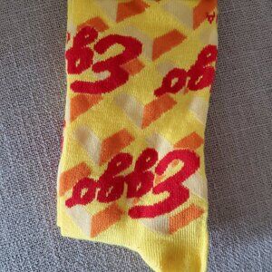 New Eggo Waffle Socks Yellow/Red Breakfast Funny Adult Crew OSFM Men/Women